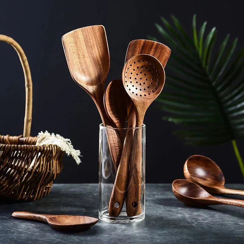 Hom & Ember – Elegant Acacia Wood Kitchen Cooking Utensils Collection for a Serene Culinary Experience - Hom & Ember