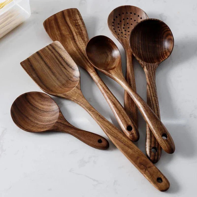 Hom & Ember – Elegant Acacia Wood Kitchen Cooking Utensils Collection for a Serene Culinary Experience - Hom & Ember