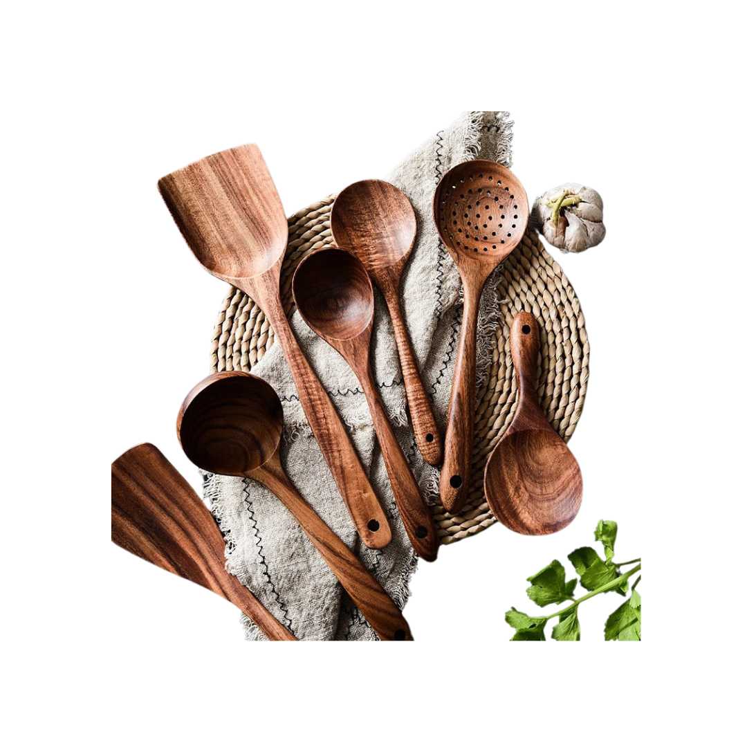 Hom & Ember – Elegant Acacia Wood Kitchen Cooking Utensils Collection for a Serene Culinary Experience - Hom & Ember