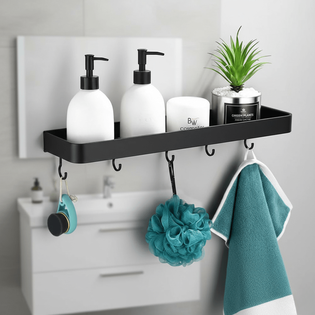 Hom & Ember – Elegant Aluminium Wall Shelf for Chic Bathrooms for a Stylish Atmosphere - Hom & Ember