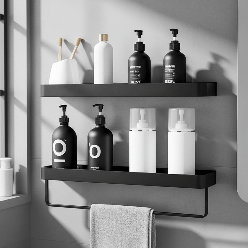 Hom & Ember – Elegant Aluminium Wall Shelf for Chic Bathrooms for a Stylish Atmosphere - Hom & Ember