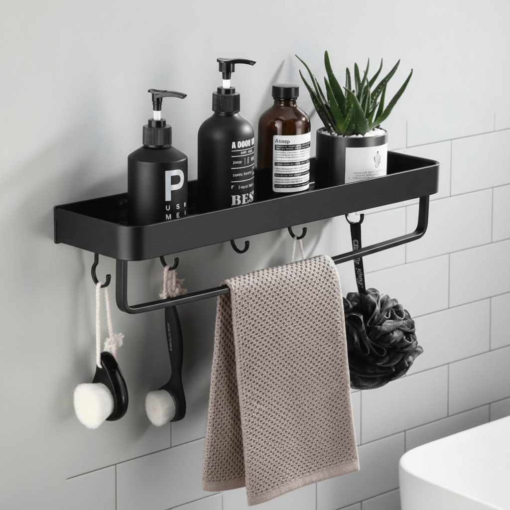 Hom & Ember – Elegant Aluminium Wall Shelf for Chic Bathrooms for a Stylish Atmosphere - Hom & Ember