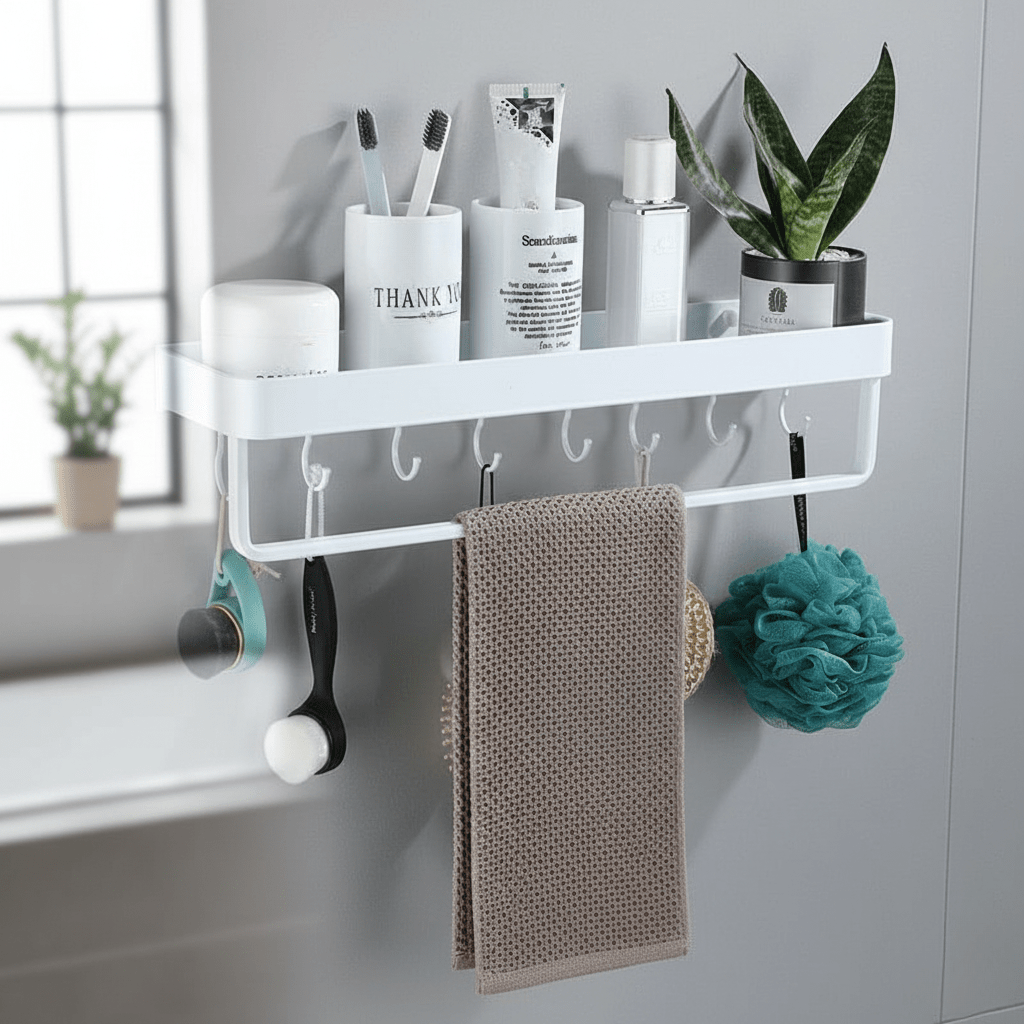 Hom & Ember – Elegant Aluminium Wall Shelf for Chic Bathrooms for a Stylish Atmosphere - Hom & Ember