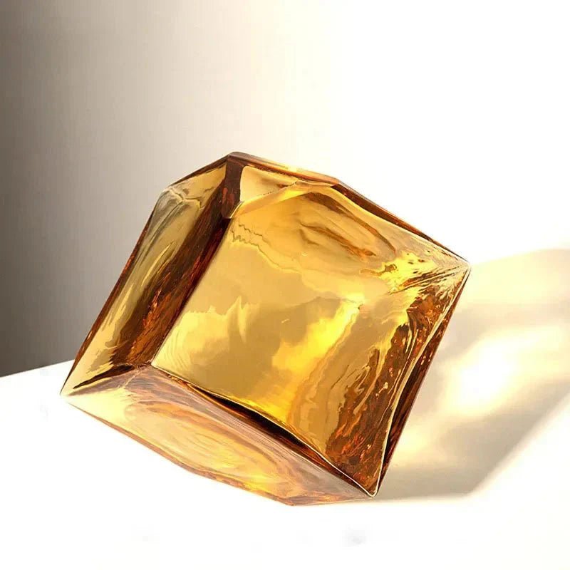 Hom & Ember – Elegant Amber Glass Cube Vase for Stylish Interiors, Infusing Warmth and Sophistication - Hom & Ember