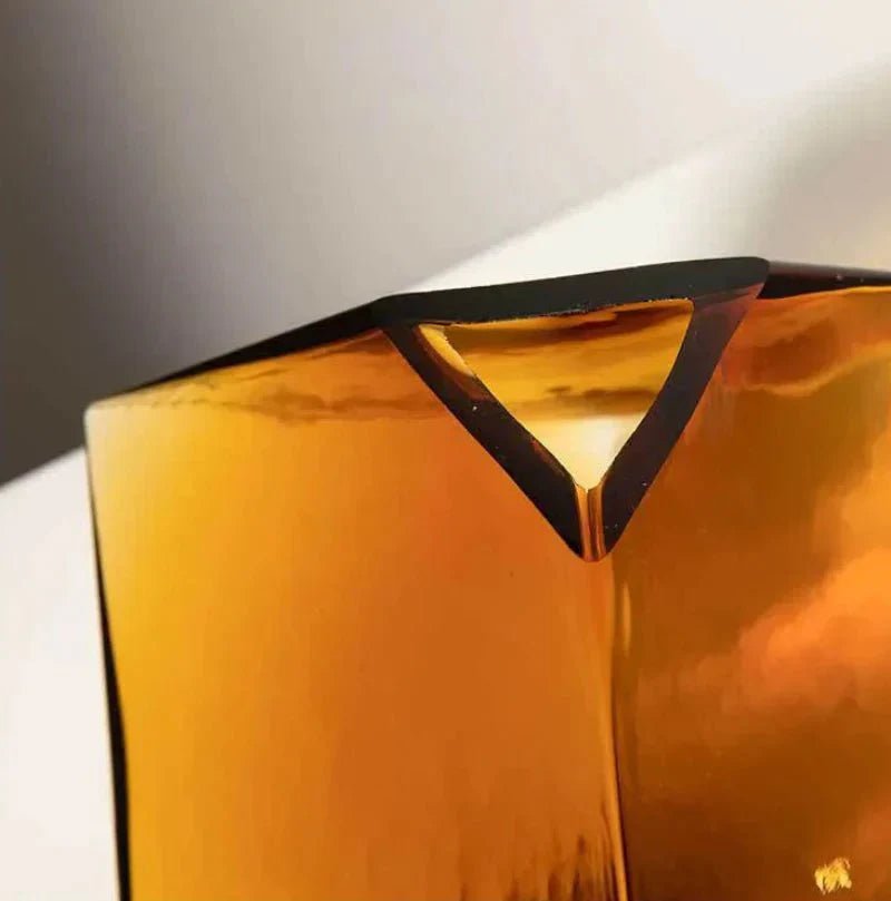 Hom & Ember – Elegant Amber Glass Cube Vase for Stylish Interiors, Infusing Warmth and Sophistication - Hom & Ember
