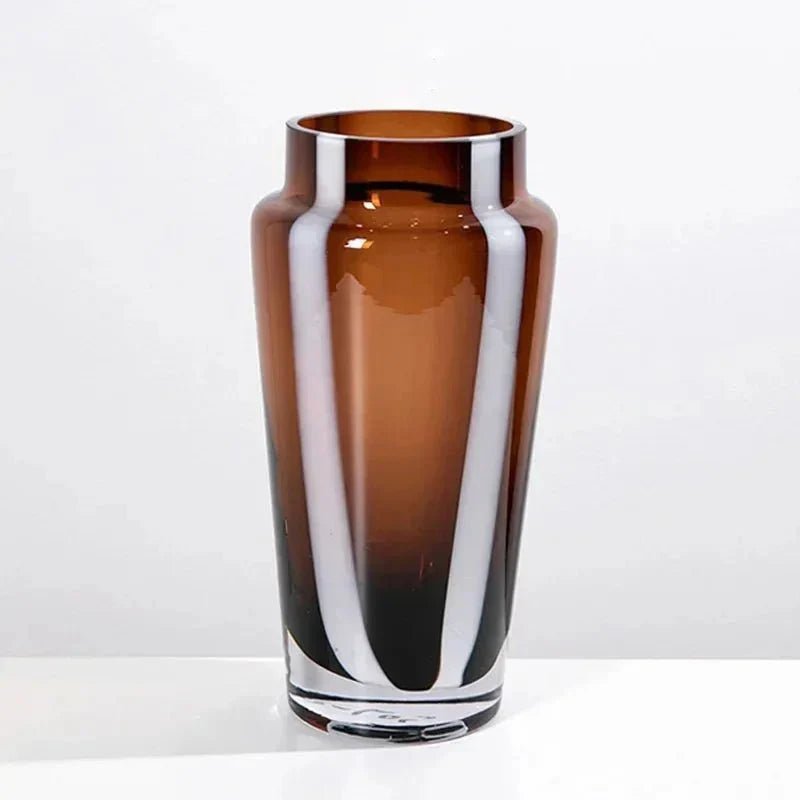 Hom & Ember – Elegant Amber Glass Prism Vase for Chic Living Spaces with Timeless Charm - Hom & Ember