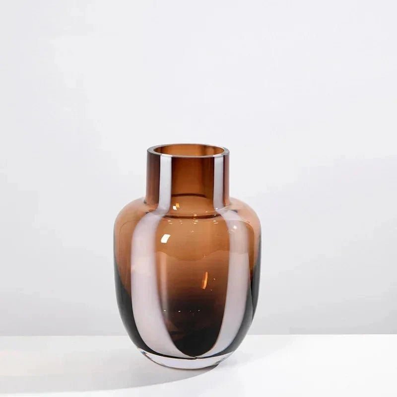 Hom & Ember – Elegant Amber Glass Prism Vase for Chic Living Spaces with Timeless Charm - Hom & Ember