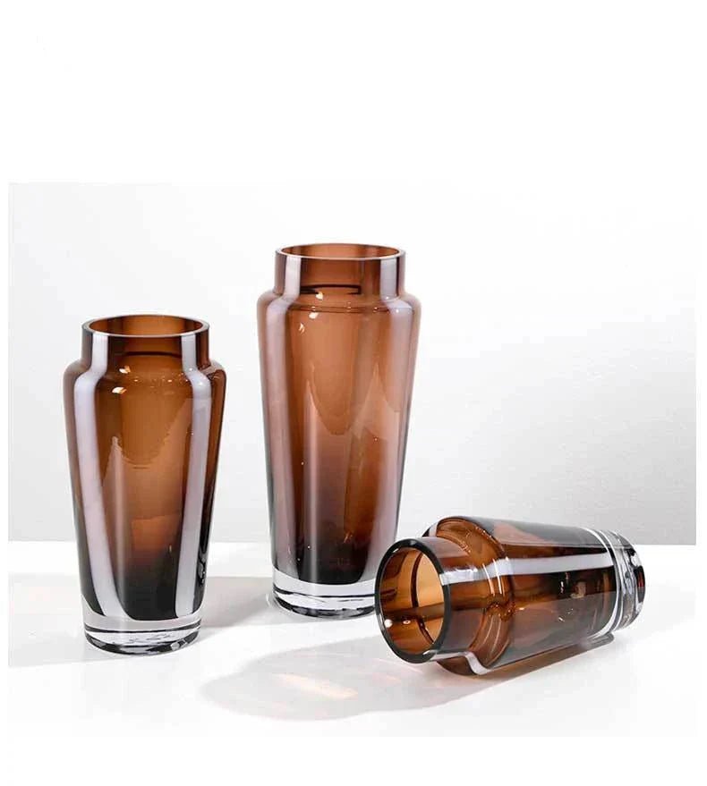 Hom & Ember – Elegant Amber Glass Prism Vase for Chic Living Spaces with Timeless Charm - Hom & Ember