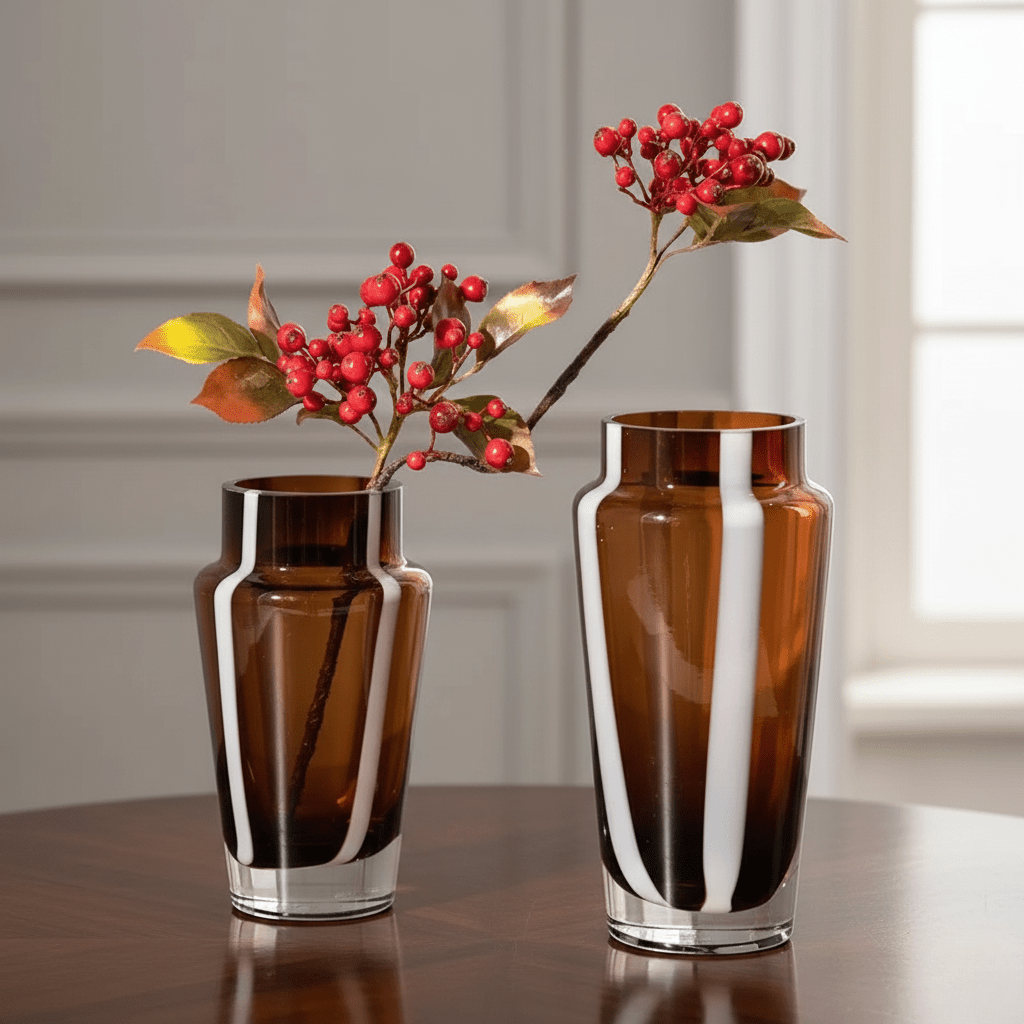 Hom & Ember – Elegant Amber Glass Prism Vase for Chic Living Spaces with Timeless Charm - Hom & Ember