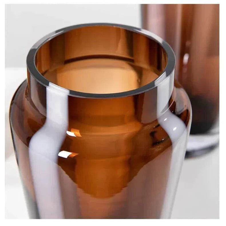 Hom & Ember – Elegant Amber Glass Prism Vase for Chic Living Spaces with Timeless Charm - Hom & Ember