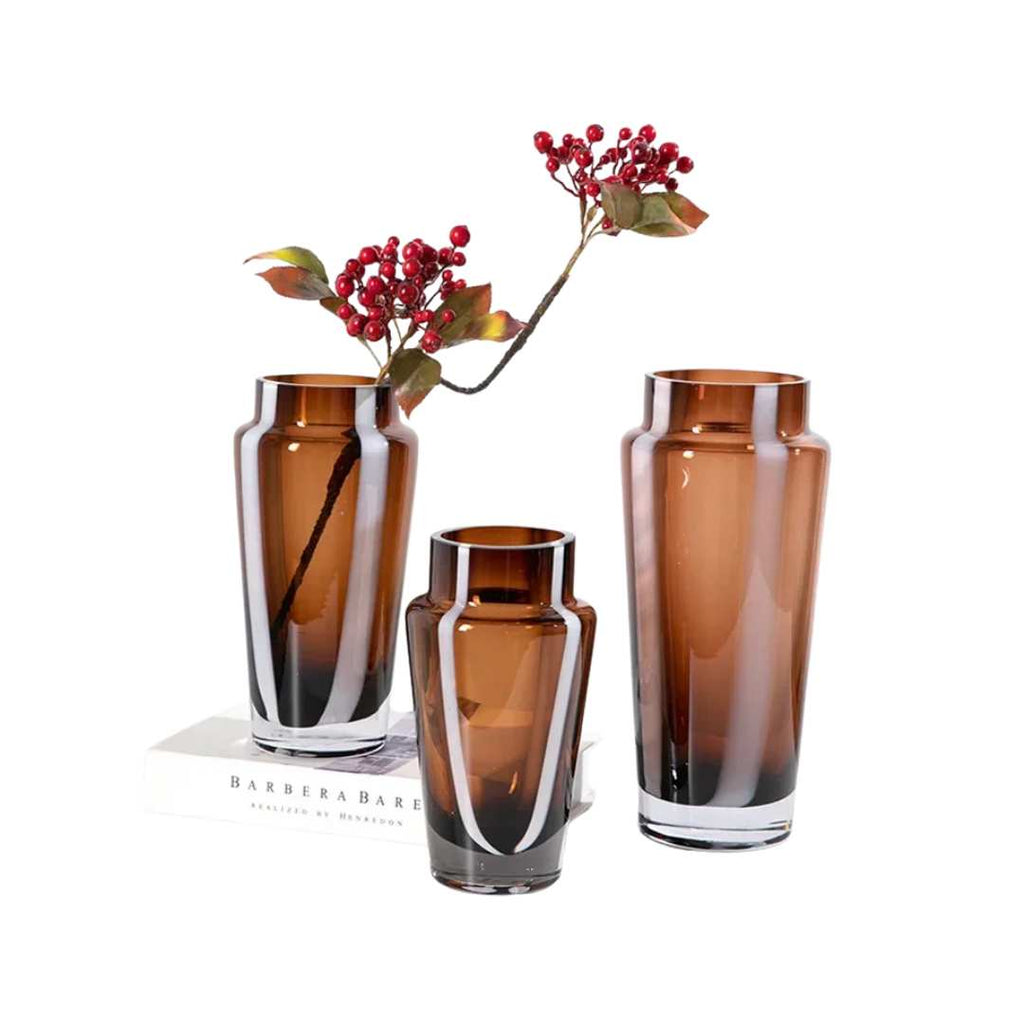 Hom & Ember – Elegant Amber Glass Prism Vase for Chic Living Spaces with Timeless Charm - Hom & Ember