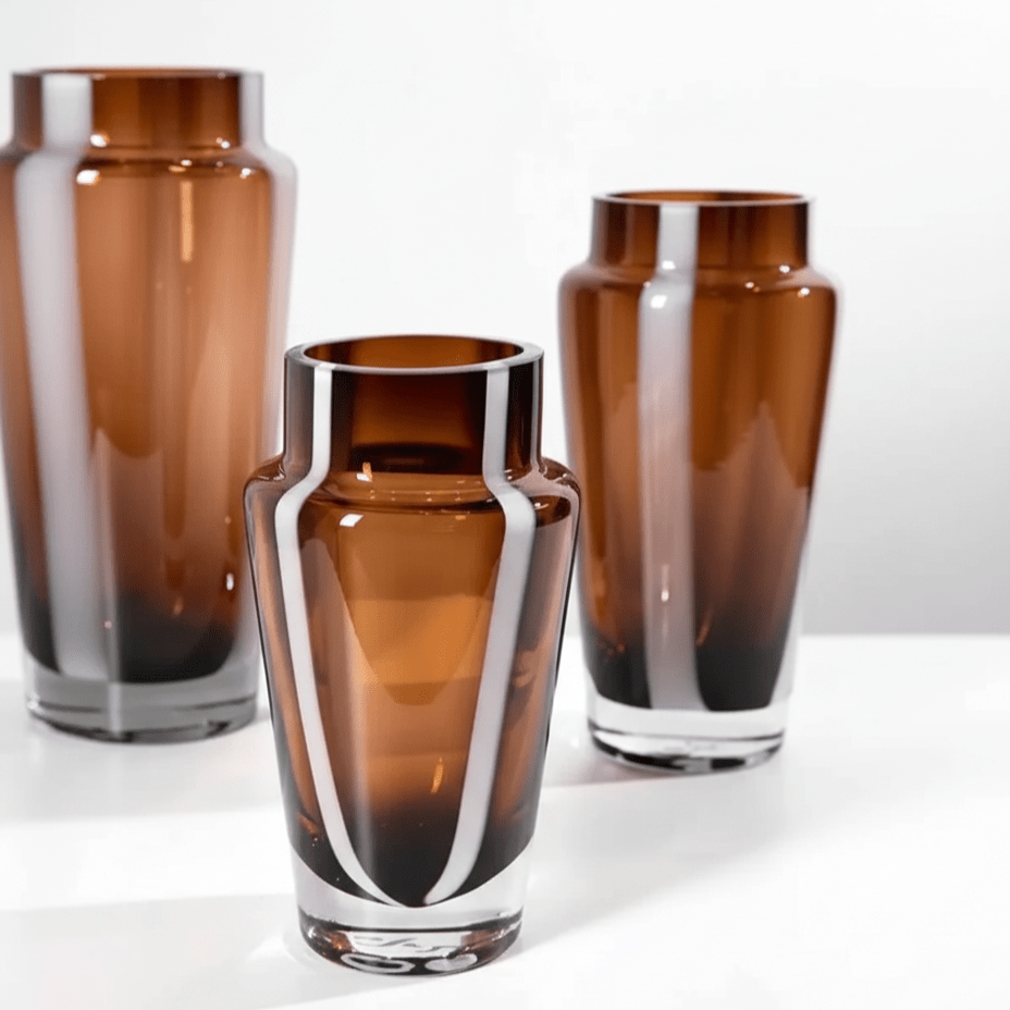Hom & Ember – Elegant Amber Glass Prism Vase for Chic Living Spaces with Timeless Charm - Hom & Ember