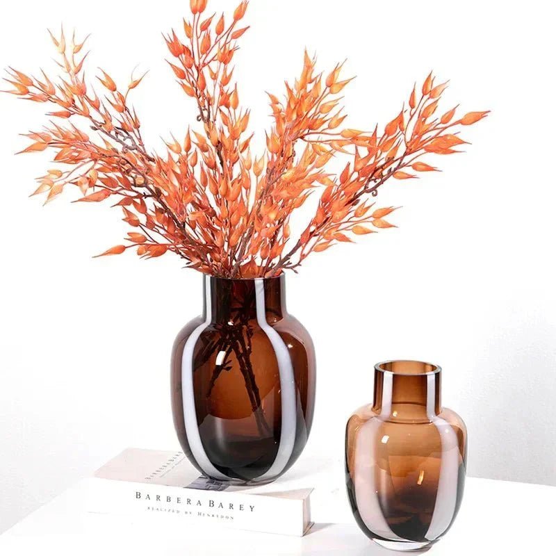 Hom & Ember – Elegant Amber Glass Prism Vase for Chic Living Spaces with Timeless Charm - Hom & Ember