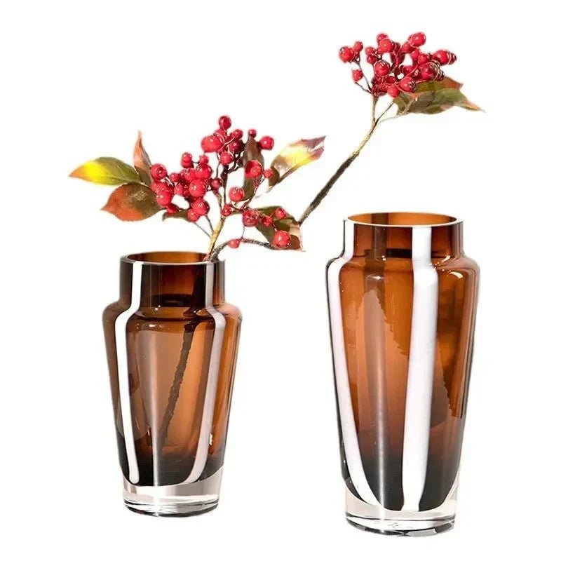 Hom & Ember – Elegant Amber Glass Prism Vase for Chic Living Spaces with Timeless Charm - Hom & Ember