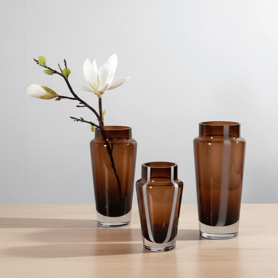 Hom & Ember – Elegant Amber Glass Prism Vase for Chic Living Spaces with Timeless Charm - Hom & Ember