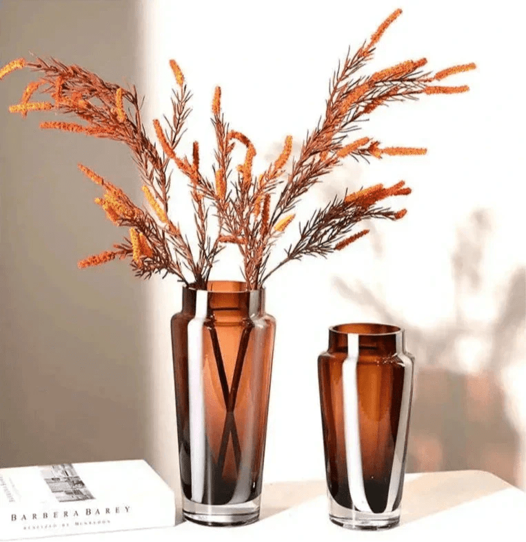 Hom & Ember – Elegant Amber Glass Prism Vase for Chic Living Spaces with Timeless Charm - Hom & Ember