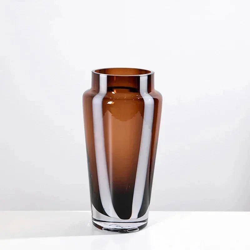 Hom & Ember – Elegant Amber Glass Prism Vase for Chic Living Spaces with Timeless Charm - Hom & Ember
