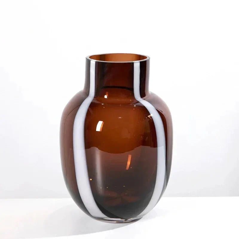 Hom & Ember – Elegant Amber Glass Prism Vase for Chic Living Spaces with Timeless Charm - Hom & Ember