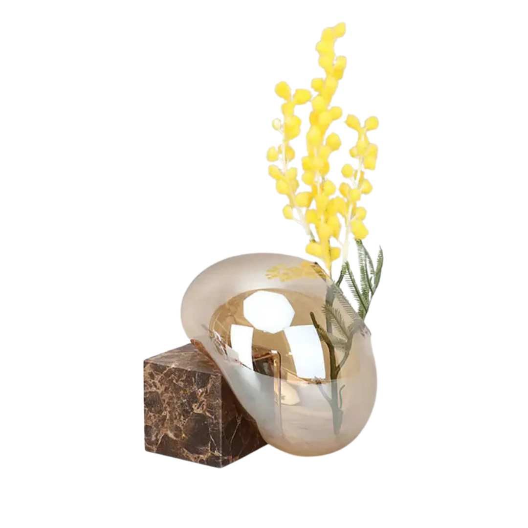 Hom & Ember – Elegant Amber Glass Sphere Vase for Stylish Interiors and Luxurious Aesthetic - Hom & Ember