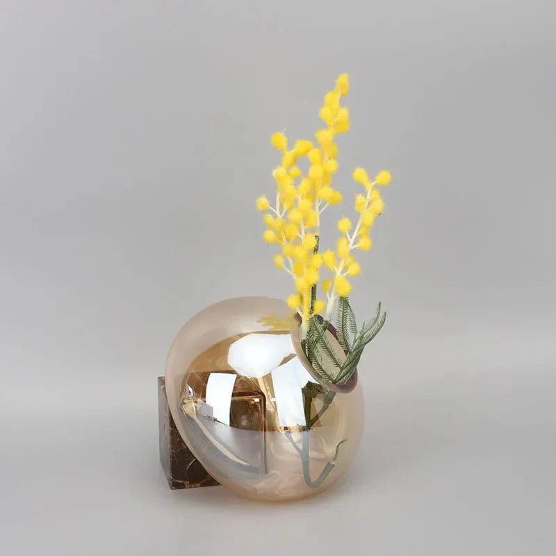 Hom & Ember – Elegant Amber Glass Sphere Vase for Stylish Interiors and Luxurious Aesthetic - Hom & Ember