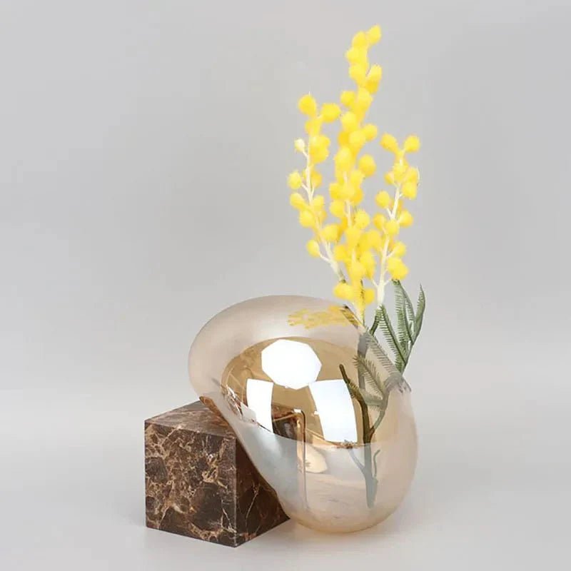Hom & Ember – Elegant Amber Glass Sphere Vase for Stylish Interiors and Luxurious Aesthetic - Hom & Ember