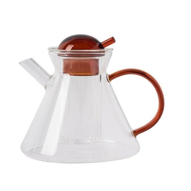 Hom & Ember – Elegant Amber Glass Teapot Set with Tray for a Serene Ambiance - Hom & Ember