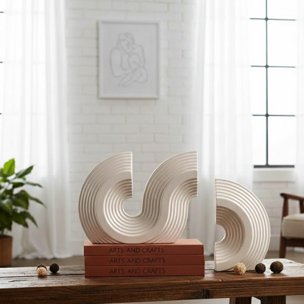 Hom & Ember – Elegant Arch - Shaped Bookends in Chic Marble for a Stylish Touch - Hom & Ember