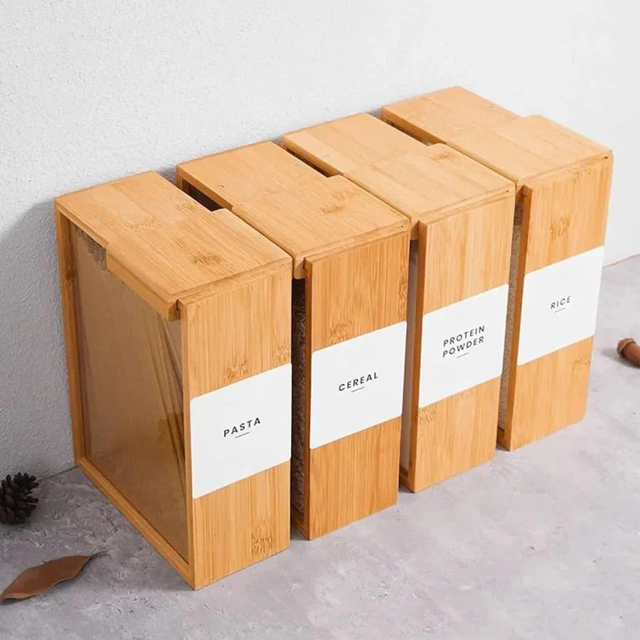Hom & Ember – Elegant Bamboo Cereal Dispenser for a Sophisticated Culinary Space - Hom & Ember