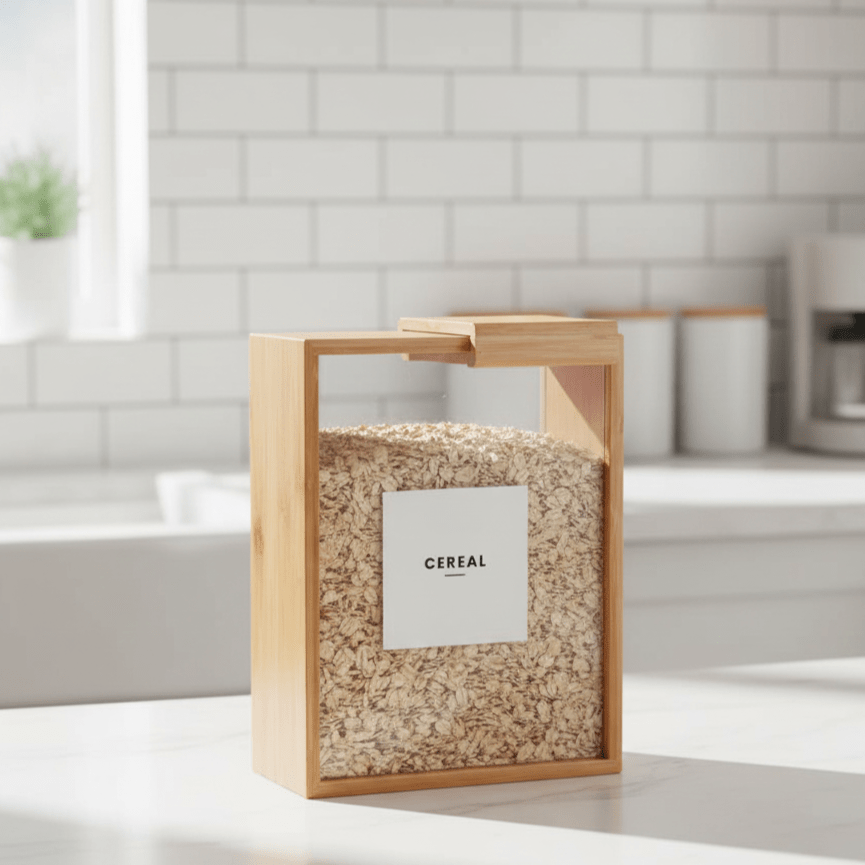 Hom & Ember – Elegant Bamboo Cereal Dispenser for a Sophisticated Culinary Space - Hom & Ember