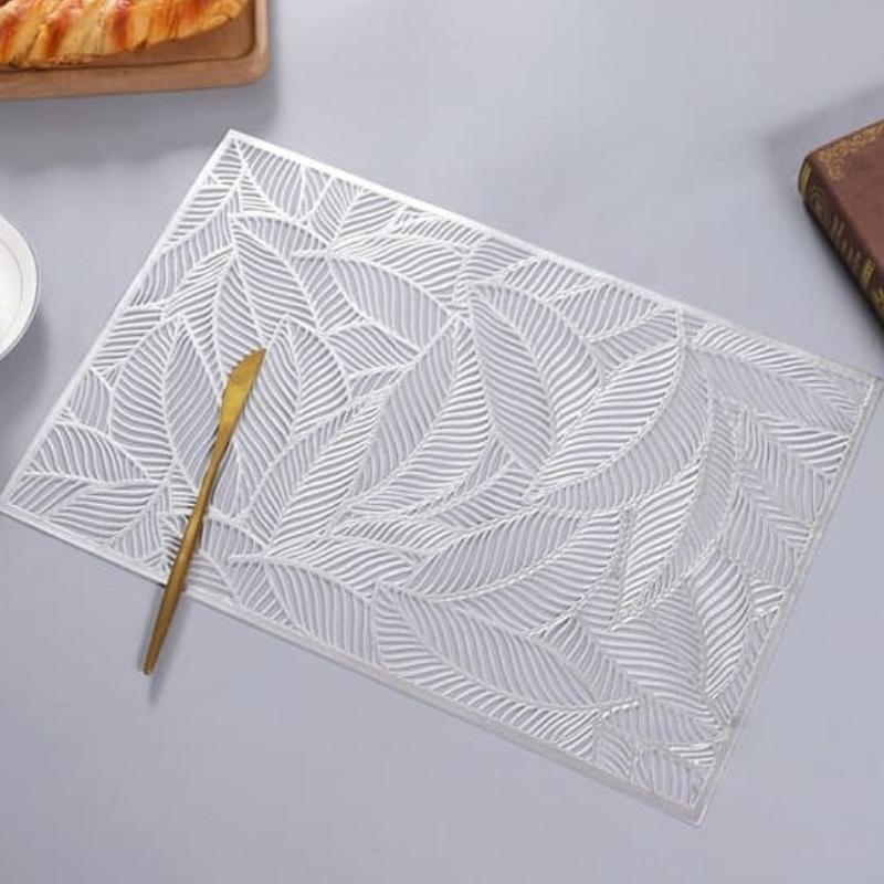 Hom & Ember – Elegant Beech Leaf Motif PVC Placemats for a Sophisticated Dining Ambience - Hom & Ember