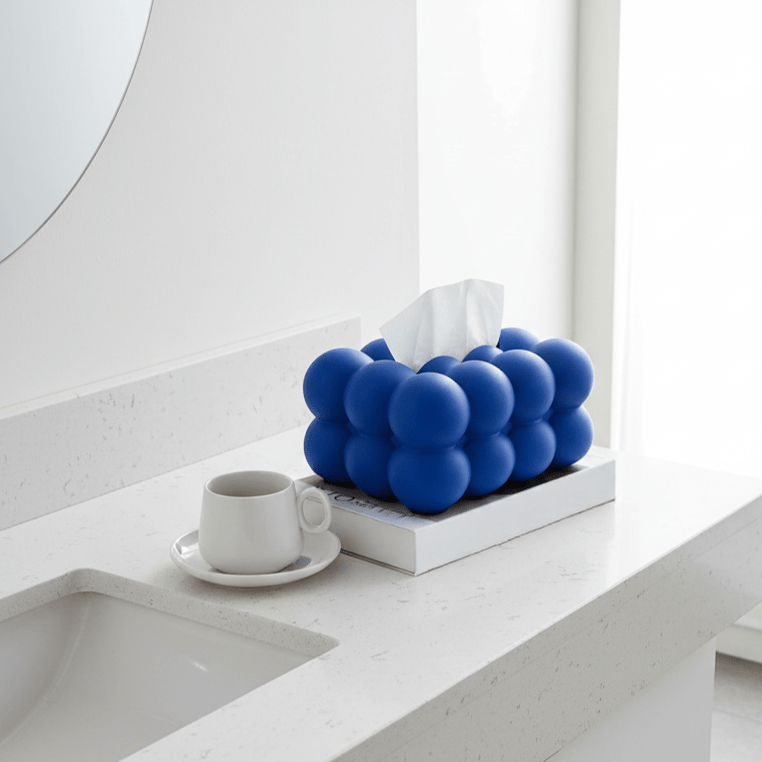 Hom & Ember – Elegant Bubble Ceramic Tissue Box for Chic Bathrooms with Aesthetic Accent - Hom & Ember