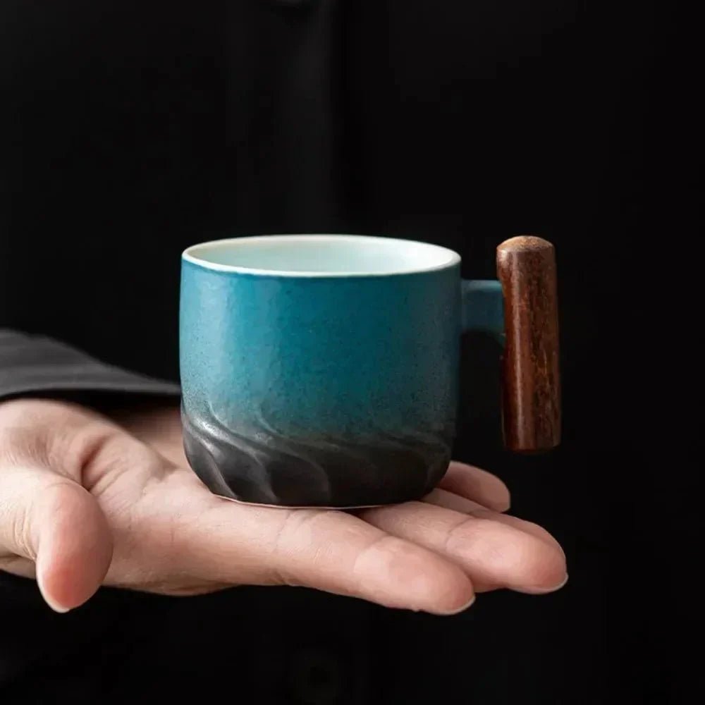 Hom & Ember – Elegant Ceramic Espresso Cups with Chic Wooden Handles for a Refined Coffee Experience - Hom & Ember