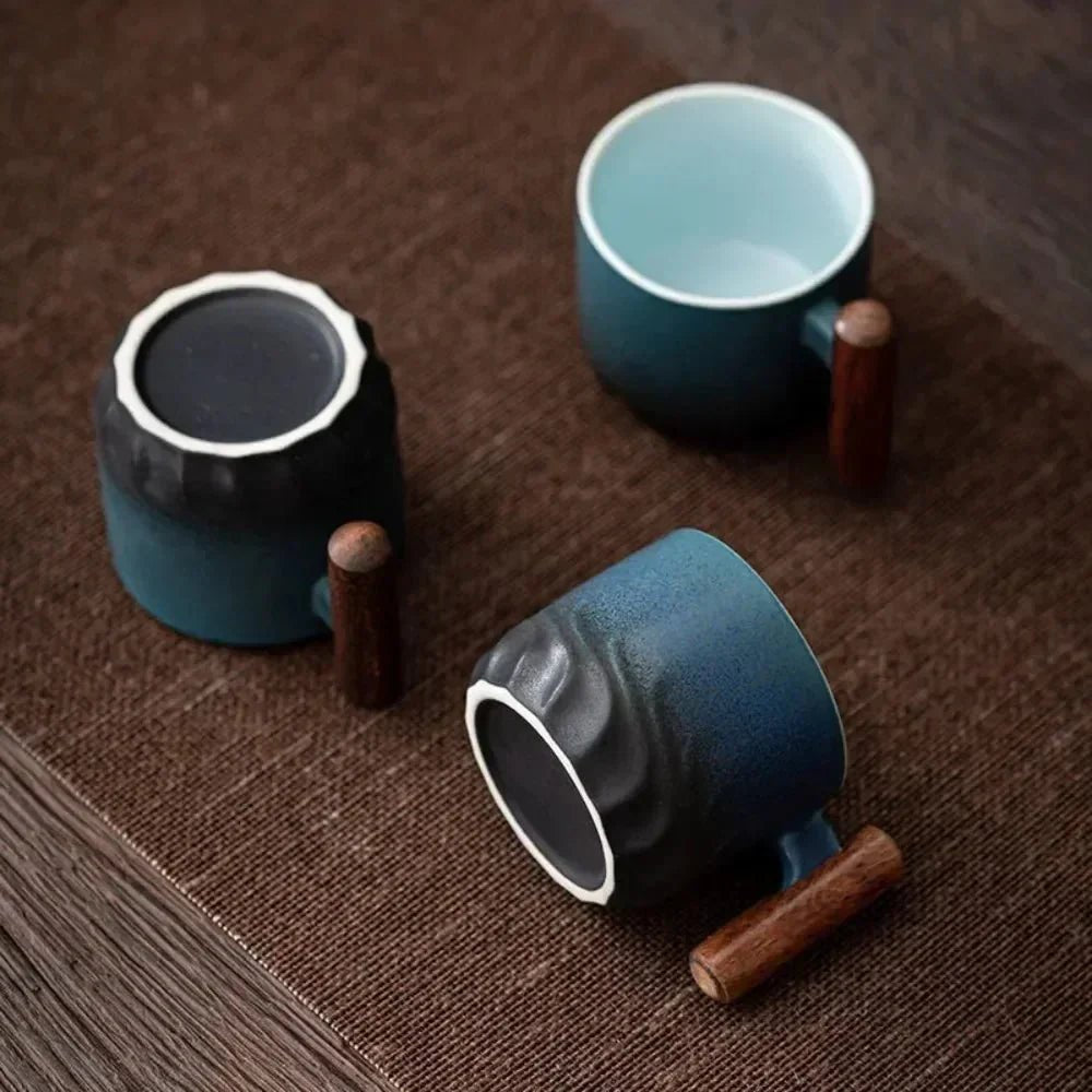 Hom & Ember – Elegant Ceramic Espresso Cups with Chic Wooden Handles for a Refined Coffee Experience - Hom & Ember