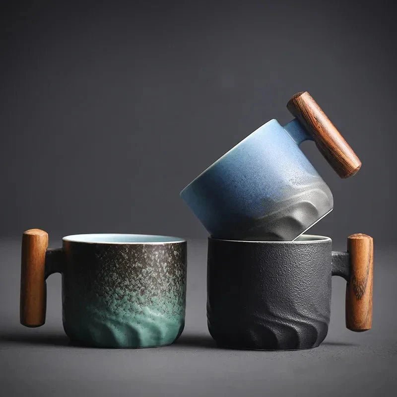 Hom & Ember – Elegant Ceramic Espresso Cups with Chic Wooden Handles for a Refined Coffee Experience - Hom & Ember