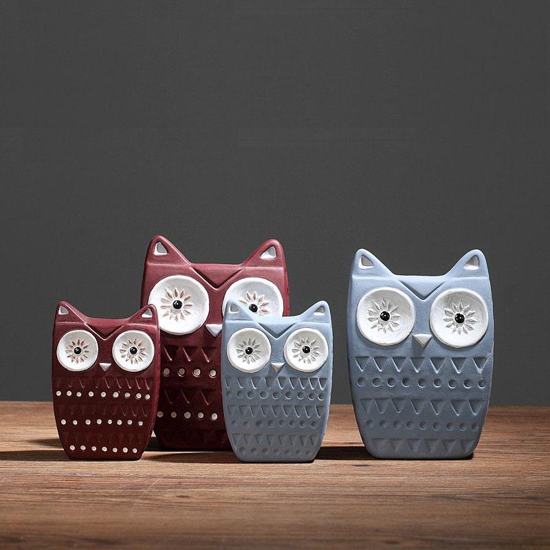 Hom & Ember – Elegant Ceramic Owl Sculpture in Soft Neutrals for a Serene Ambiance - Hom & Ember