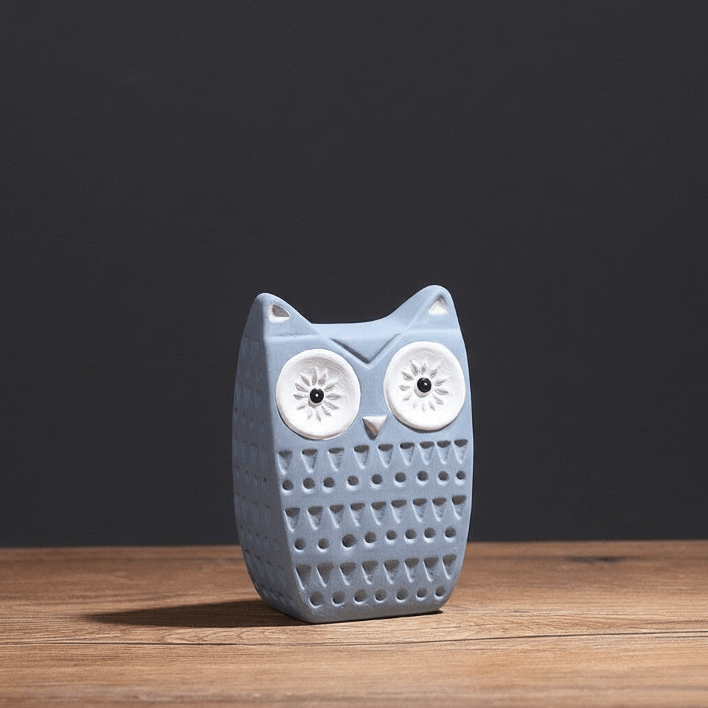 Hom & Ember – Elegant Ceramic Owl Sculpture in Soft Neutrals for a Serene Ambiance - Hom & Ember