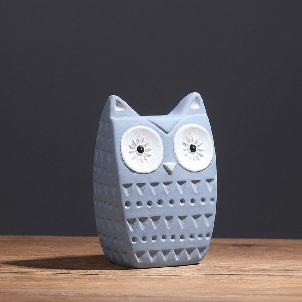 Hom & Ember – Elegant Ceramic Owl Sculpture in Soft Neutrals for a Serene Ambiance - Hom & Ember
