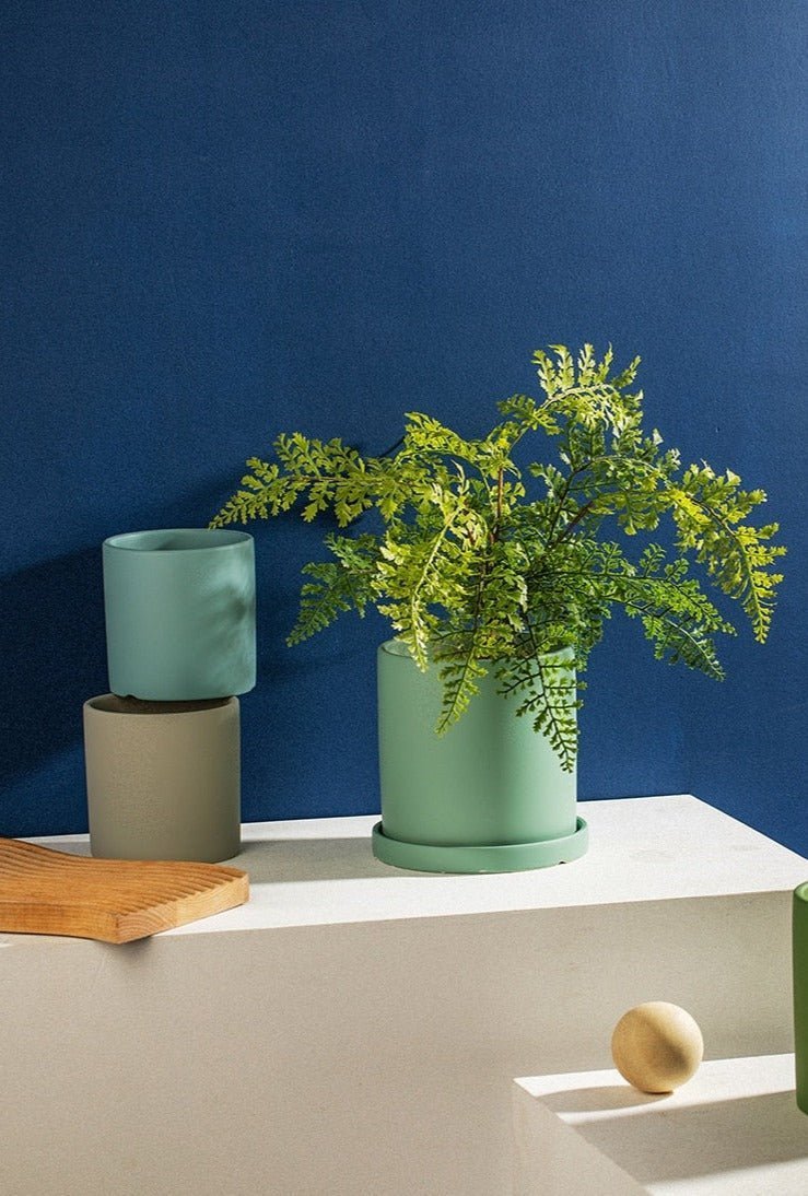 Hom & Ember – Elegant Ceramic Planter with Matching Saucer for a Serene Ambiance - Hom & Ember