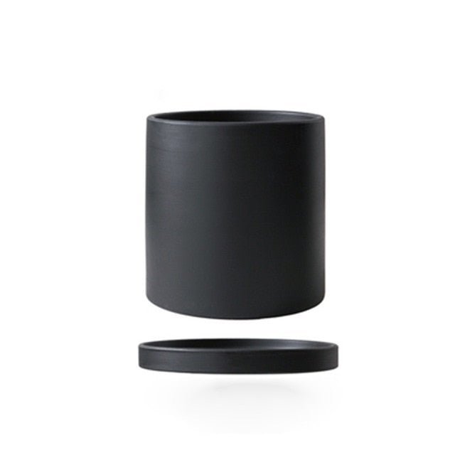 Hom & Ember – Elegant Ceramic Planter with Matching Saucer for a Serene Ambiance - Hom & Ember