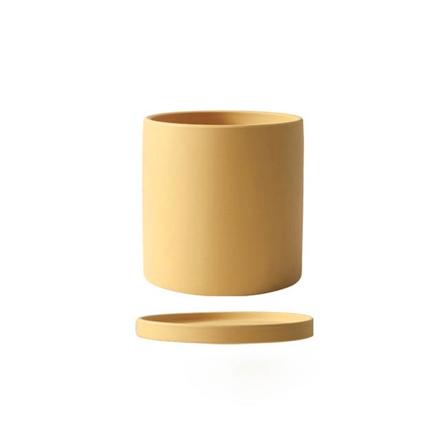 Hom & Ember – Elegant Ceramic Planter with Matching Saucer for a Serene Ambiance - Hom & Ember