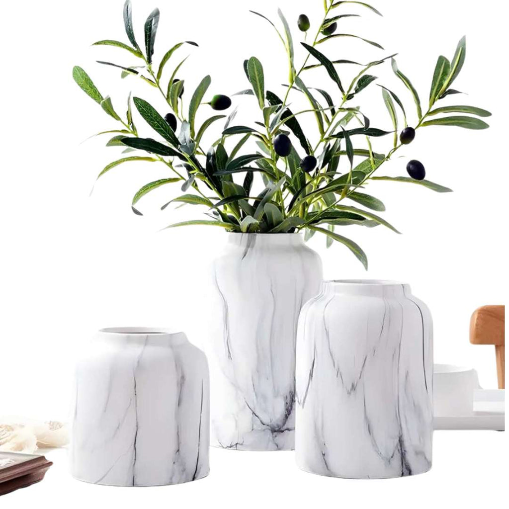 Hom & Ember – Elegant Ceramic Vase in Glossy Marble Finish for Stylish Decor with Timeless Charm - Hom & Ember