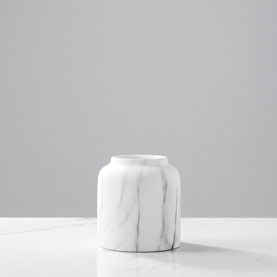 Hom & Ember – Elegant Ceramic Vase in Glossy Marble Finish for Stylish Decor with Timeless Charm - Hom & Ember