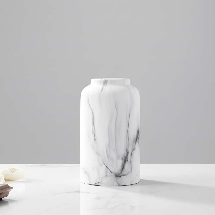 Hom & Ember – Elegant Ceramic Vase in Glossy Marble Finish for Stylish Decor with Timeless Charm - Hom & Ember