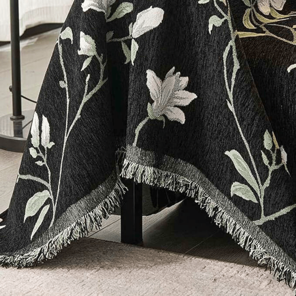 Hom & Ember – Elegant Chenille Sofa Cover in Vintage Floral Design for a Serene Ambiance - Hom & Ember
