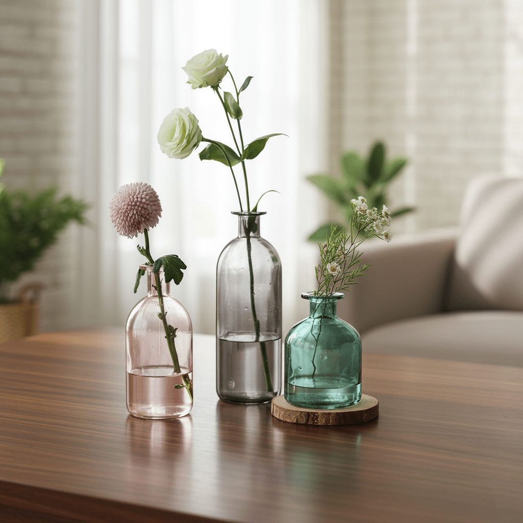 Hom & Ember Elegant Clear Glass Bud Vase - Minimalist Design - Hom & Ember