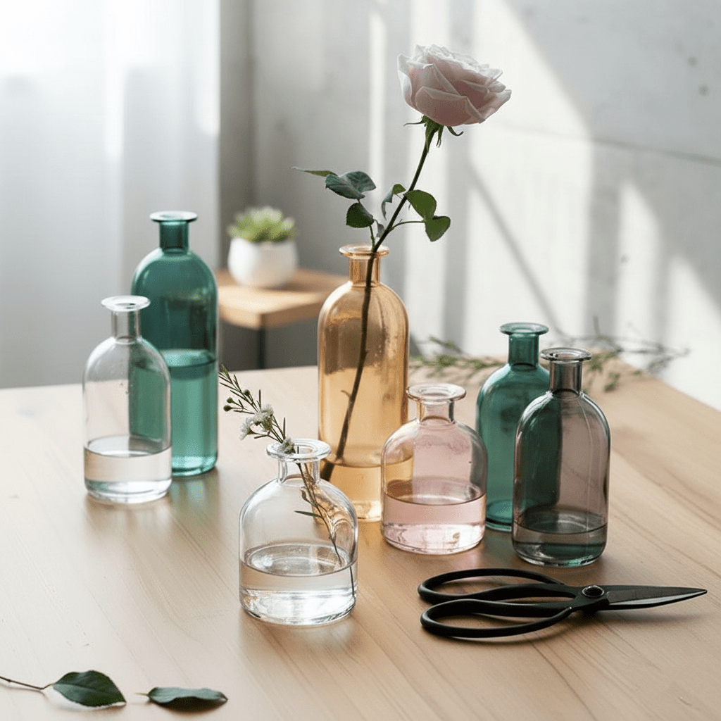 Hom & Ember Elegant Clear Glass Bud Vase - Minimalist Design - Hom & Ember