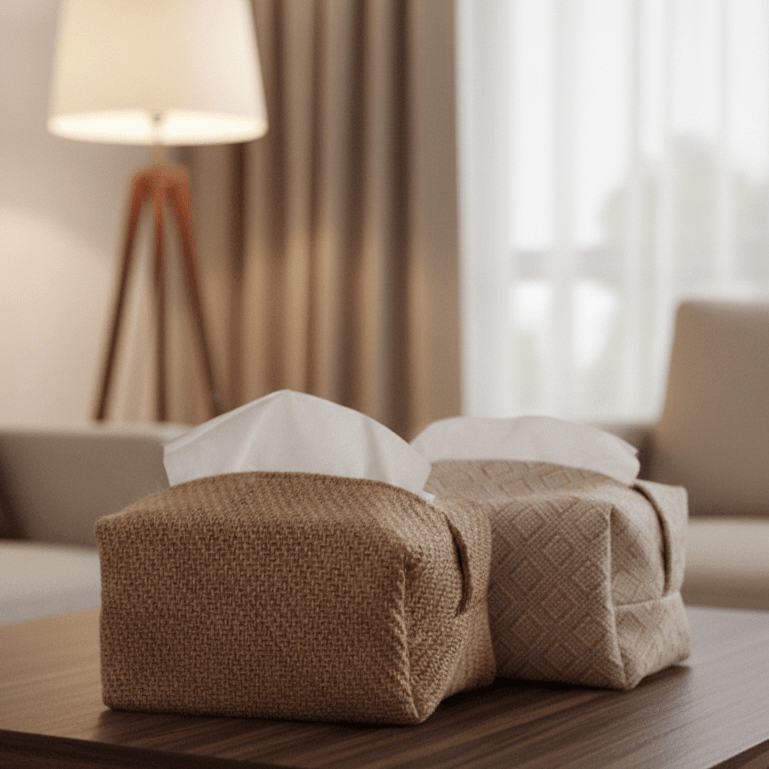 Hom & Ember – Elegant Cotton and Linen Tissue Box for a Touch of Timeless Luxury - Hom & Ember