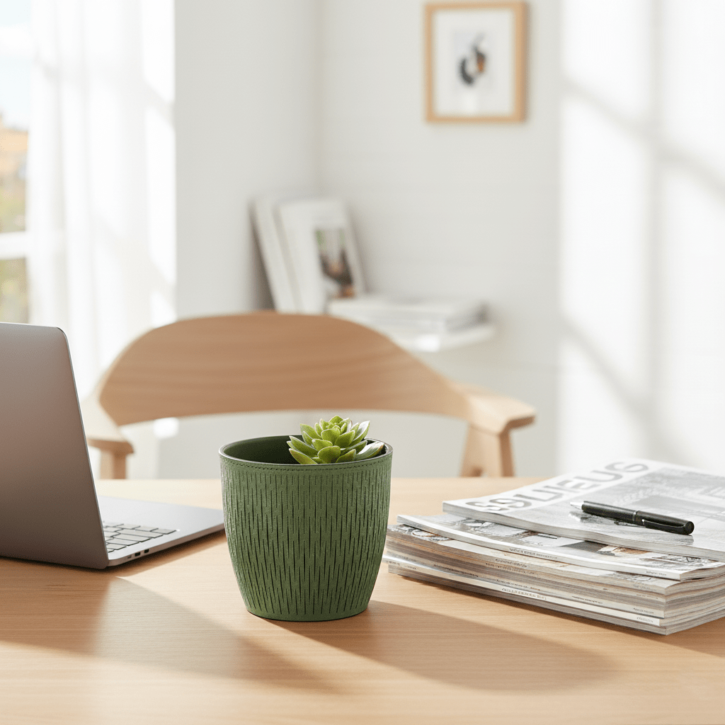 Hom & Ember – Elegant Designer Vase Recycled Leather Silvy Collection - Hom & Ember