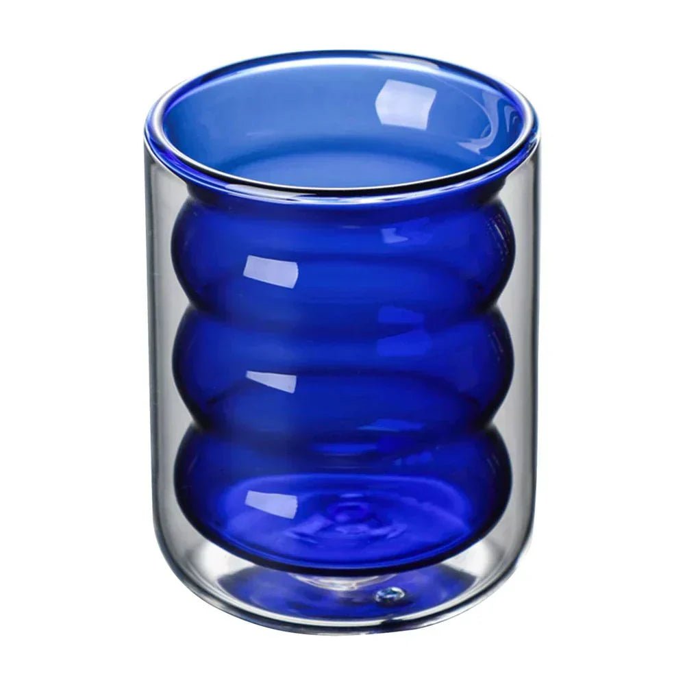 Hom & Ember – Elegant Double Wall Wave Design Mug for a Serene Coffee Experience - Hom & Ember