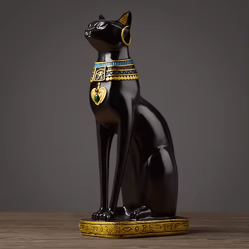 Hom & Ember – Elegant Egyptian Cat Figurine in Polished Resin for a Serene Ambiance - Hom & Ember